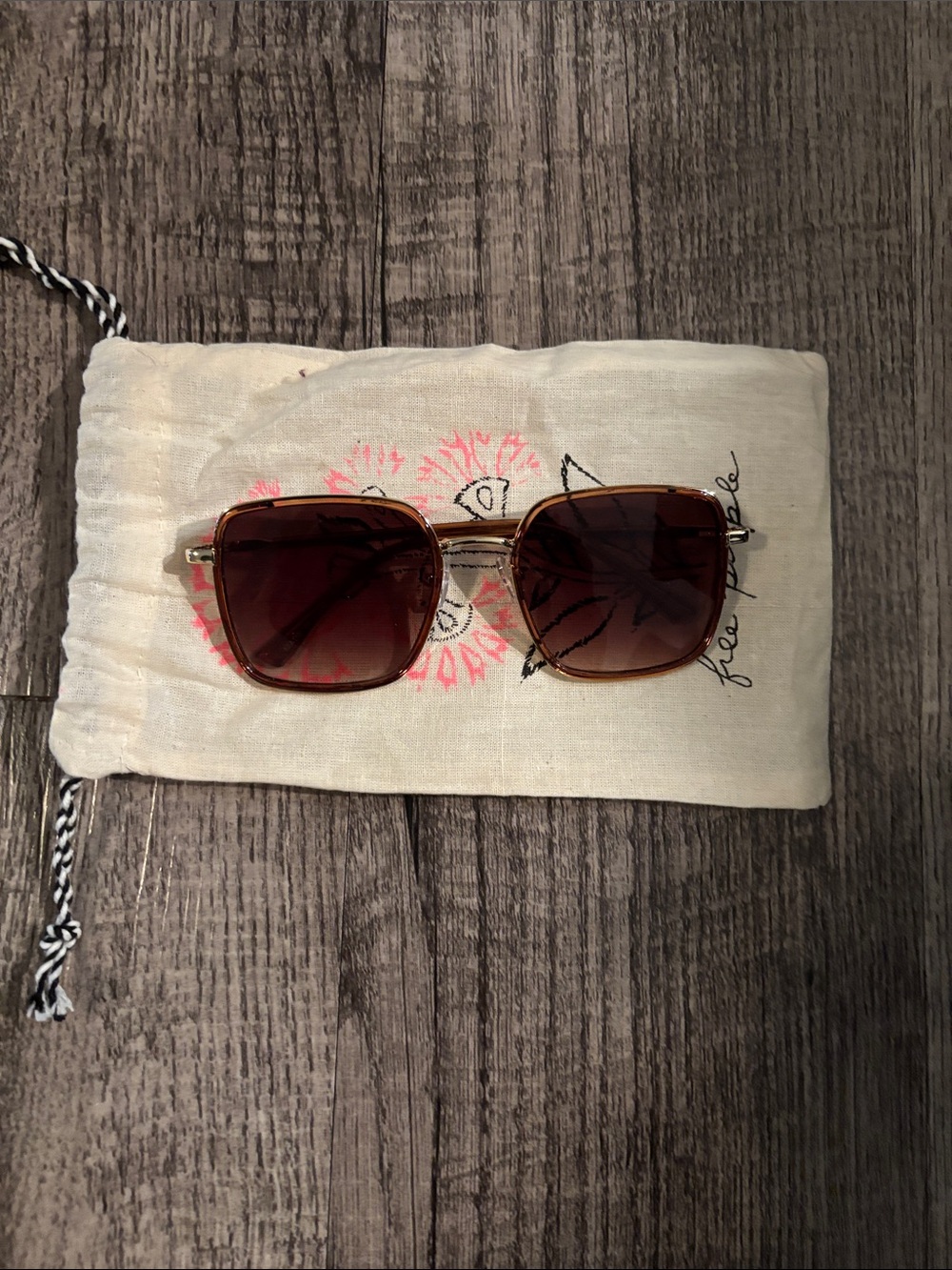 Free People Frame Sunglasses - Brown and Gold